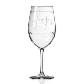Rolf Glass Fleur De Lis All Purpose Wine Glass 18 Ounce - Set of 4 Large Wine Glasses - Lead-Free Crystal Glass - Engraved Large Wine Glasses - Made in the USA