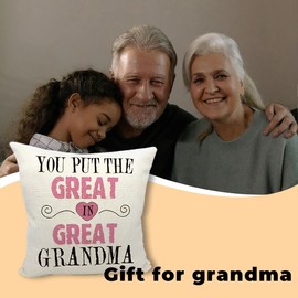 Great Grandma Baby Announcement Gifts for Grandparents Grandma Throw Pillow Cover, Pregnancy Announcement Gifts for Grandma Grandmother Birthday for Grandma Gigi Gifts from Grandkids
