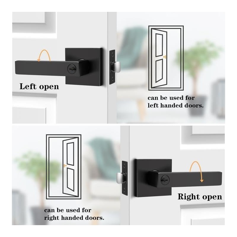 Probrico Entry Door Levers Matte Black with Keys, Heavy Duty