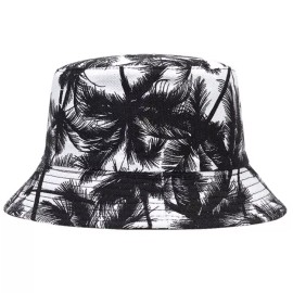 GLLifeStyles Tropical Print Bucket Hat, Black One Size, Unisex, Beach, Sun, Fishing, CLOSEOUT