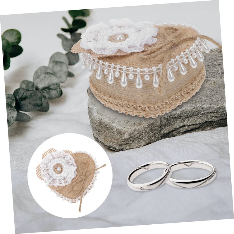 SHOWERORO Heart Shaped Ring Pillow Decorative Jewelry Box for Earrings