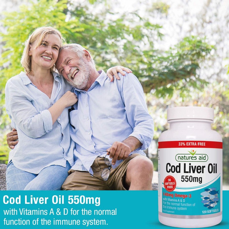 Natures Aid Cod Liver Oil 550 mg 120 Softgel Capsules