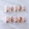 Press-on False Nails, medium ballerina Cat Eye Silk Ribbon with
