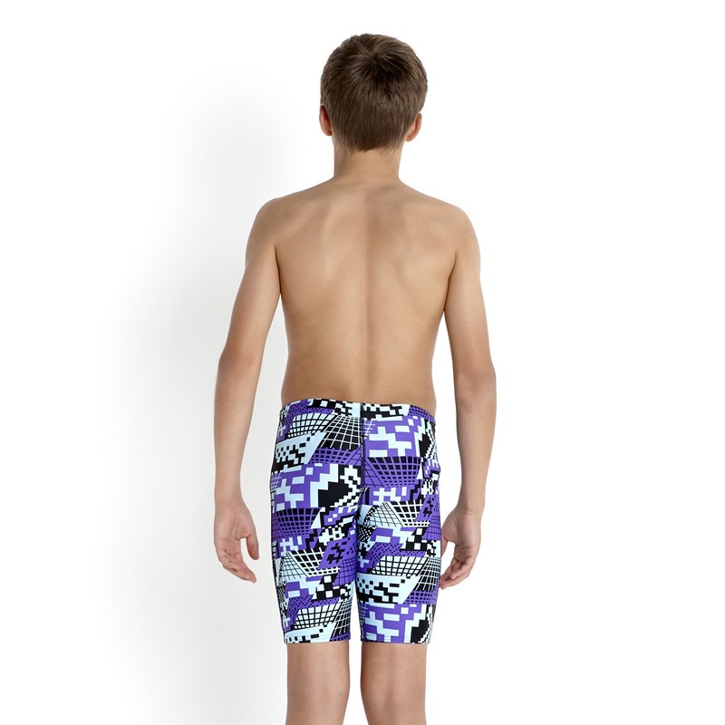Speedo HydroTurn Allover Panel Boys Jammer Print 17 Black Black/Violet
