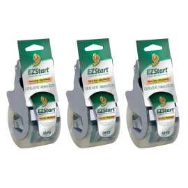 Duck Pack of 3 Clear Adhesive Tapes with One Handed Dispenser for Easy Use