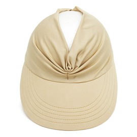 Women Visor Ponytail Sun Hat UPF 50+ UV Protection Wide Brim Beach Cap Summer Hat Outdoor(Khaki)
