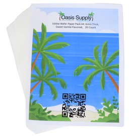 Oasis Supply Edible Rectangle Wafer Paper Pack A4 .6mm Thich, Sweet Vanilla Flavored, 20 Count