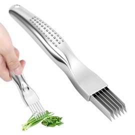 Green Onion Knife with Stainless Steel Blade,Garlic Slicer,Green Onion Slicer Shredder Knife,Kitchen Tool Vegetable Cutter Sharp 6 Blade,6.4''X0.8'',Non-slip Handle