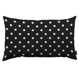 HOSNYE Polka Dot Style Throw Pillow Cover Vintage Black White Spot Doodle Linen Fabric for Couch Bed Sofa Car Waist Cushion Cover 12 x 20 inch Pillow Case
