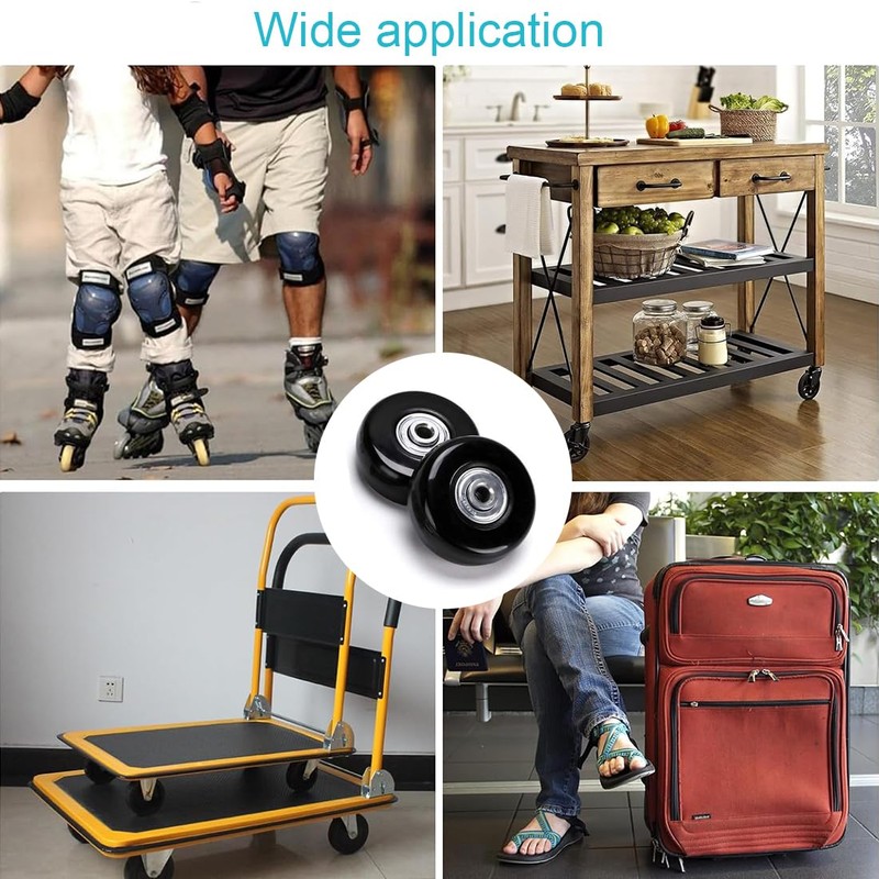 68 x 24mm 2 Pcs Luggage Suitcase Replacement Wheels, Rubber