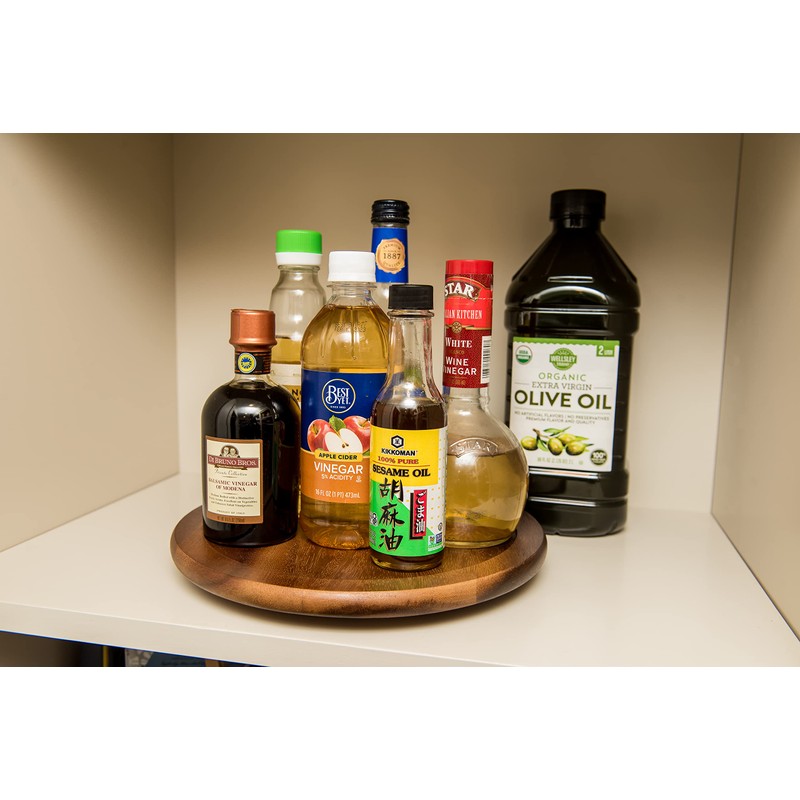 Lipper 1301 10" Acacia Lazy Turn Table, Brown