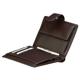 Koruma RFID Schutz Herren Geldbörse Braun Leder Quer-Format Business Doppelnaht hochwertig Geldbeutel Männer Portemonnaie Portmonaise Portmonee Ledergeldbeutel Ledergeldbörse