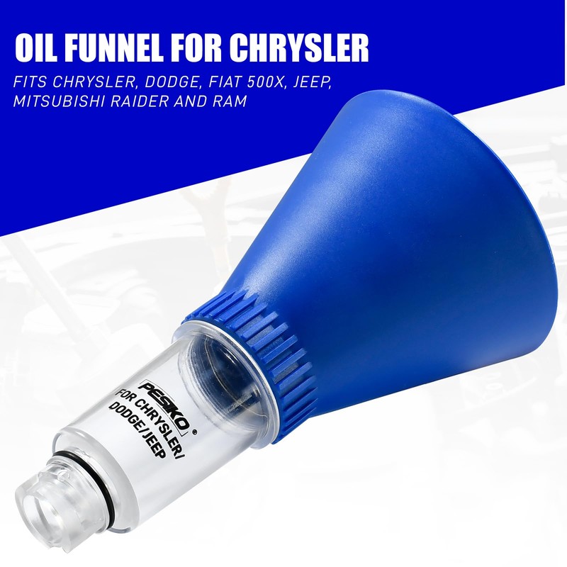 PESIKO Engine Oil Funnel Spill-Free Hands-Free Compatible with Chrysler Dodge