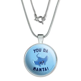 GRAPHICS & MORE You Da Manta Ray Cool Man Funny Humor 1" Pendant with Sterling Silver Plated Chain