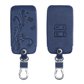kwmobile Key Cover Compatible with Renault 4 Button Car Key Smart Key (only Keyless Go) - Faux Leather Car Key Fob Protector - Dark Blue