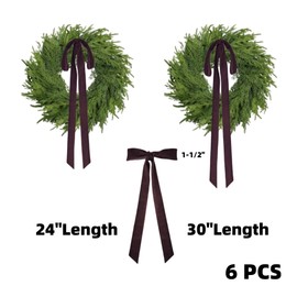 Meseey Large Black Velvet Bows 6 Pcs Vintage Christmas Tree Topper Decor 28x12 Inch Wreath Bow for Indoor/Outdoor, Heavy Duty Xmas Ornaments (Black, 12 x 28 Inch)