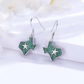 KoyeKei Texas Earrings Gifts for Women 925 Sterling Silver Turquoise Texas State Map Flag Dangle Drop Earrings Jewelry Texas Souvenirs Gift for Star TX Wife