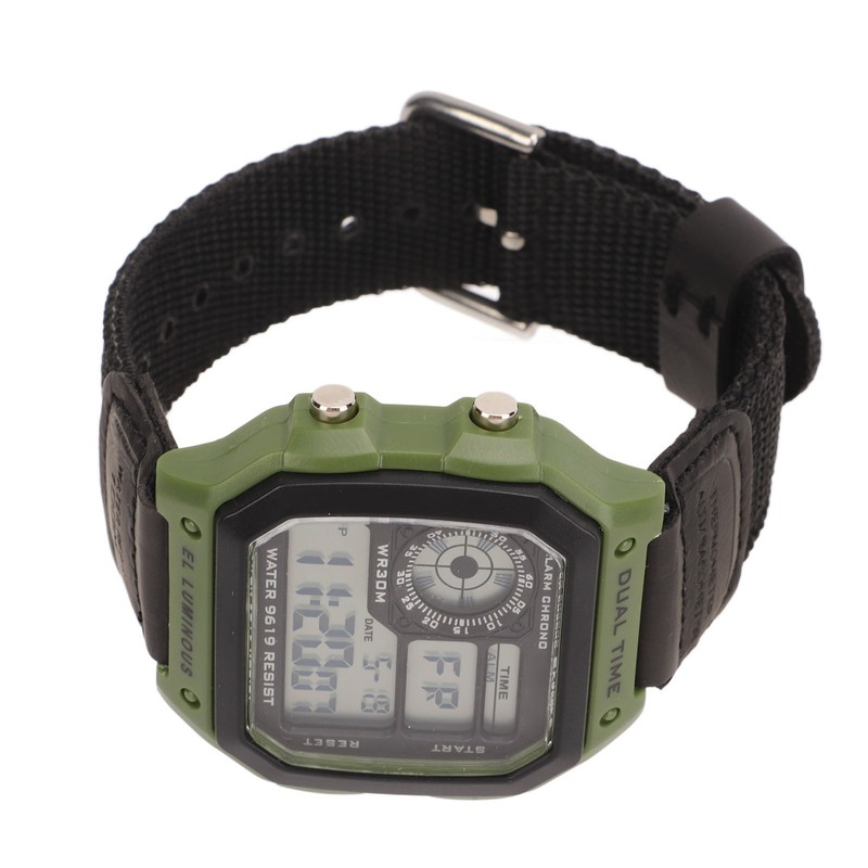 Digital Sport Watch Canvas Strap Luminous Waterproof Retro Sport Watch