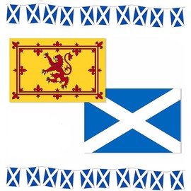 RockParty Scotland Burns Night Decoration Set – Includes Rampant Lion Flag, St Andrew’s Cross Flag & Scottish Bunting – Party Décor for National Celebrations, Events & Homes