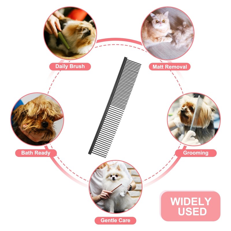 sourcing map Dog Cat Comb, Pet Combs Stainless Steel Teeth
