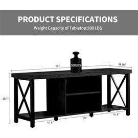 GAZHOME TV Stand for TV up to 65 Inches, TV Cabinet with Open Storage, TV Console Unit with Shelving for Living Room, Entertainment Room, Black
