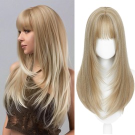 ELEVAVE Hair Toppers for Women with Thinning Hair, 20 Inch Toppers Hairpieces for Women with Wispy Clip in Bangs 360° 3D Realistic Scalp Daily Use (Champagne Blonde Mixed Highlights)