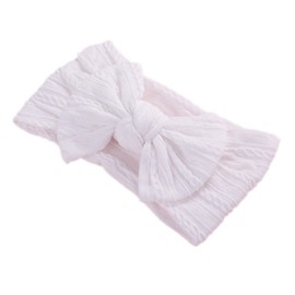 Anevous 1 x Baby Turban Headband, Baby Nylon Headbands, Baby Bow Headbands, Soft Bow Headwear, Elastic Hair Bands for Newborns, Toddlers, White