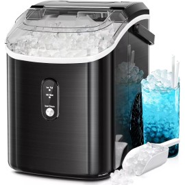 Unbranded 35lbs/Day Nugget Ice Makers Countertop with Chewable Ice One-Click Operation - Black