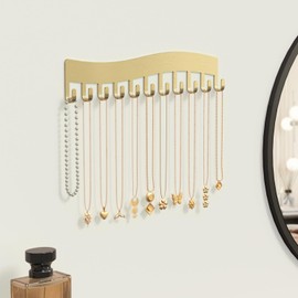 Josmimic Wall Necklace Organizer Holder: Wall Mounted Jewelry Hanging Storage Necklaces Display Hanger Gold
