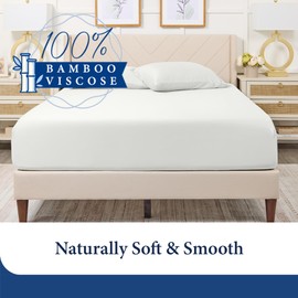 Cosy House Collection 100% Rayon Derived from Bamboo Fitted Sheet - Cooling, Breathable, Silky Soft Deep Pocket Bottom Sheet (King, Silver)