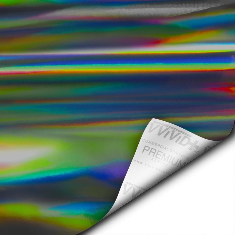 VViViD Black Holographic Chrome Vinyl Wrap Rainbow Finish Roll DIY