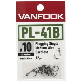 VANFOOK PL-41B Plugging Single Medium Wire Barbless Stealth Black #8