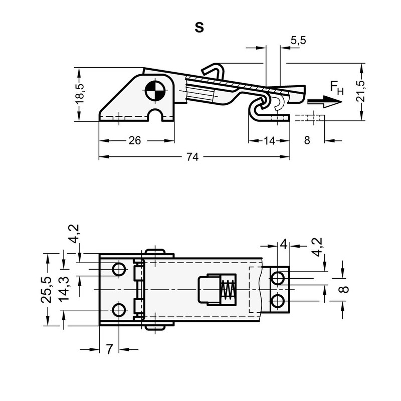 Ganter Normelemente Tension Latches - GN 831-100-S-NI-1 | With Safety