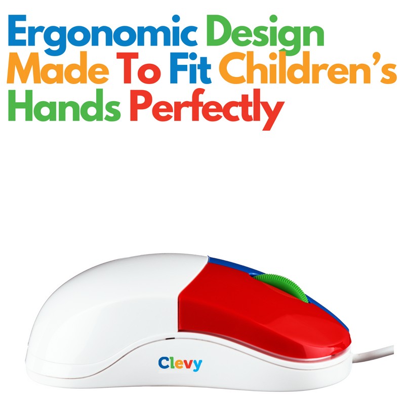 Clevy Kids Mouse - Colorful Ergonomic USB Computer and Laptop