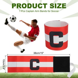 PATIKIL Soccer Captain Armband, Captain Arm Bands for Soccer Elastic Captain C Arm Band Sports Captain Armbands for Youth Adult Football Team Training Red/White