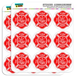 Firefighter Firemen Maltese Cross Red 2" Planner Calendar Scrapbooking Crafting Stickers - Clear