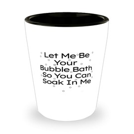 mmandiDESIGNS Let Me Be Your Bubble Bath Shot Glass 1.5 oz Ceramic Bar Jigger Perfect Male or Female Small Present