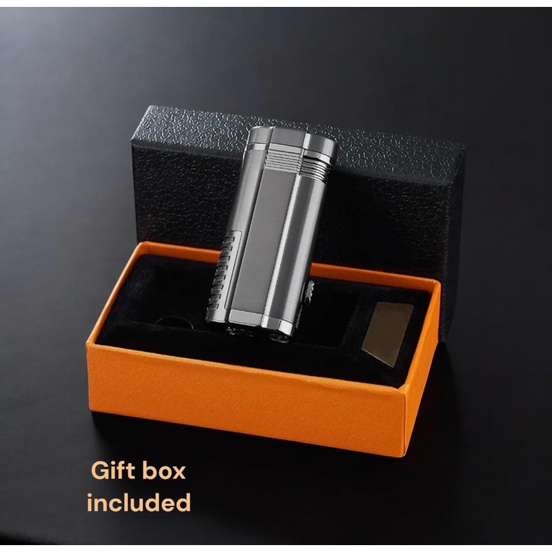 NIVEK Cigar Lighter, Triple Jet Flame Butane Torch Lighters, Refillable