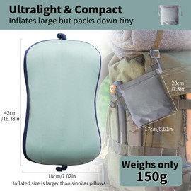 Kiluiu Inflatable Beach Pillow, Camping Pillow for Neck Support, Portable Pool Lounger Pillow, Lightweight Air Pillow for Travel, Beach, Pool, and Outdoor Use (Aqua Green)