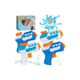 4 Pack Water Gun for Kids, Mini Water Pistol for Summer Pool Garden Beach, Water Fight Party Favors Fillers for Boys Girls Outdoor, Squirt Gun Training Toy for Dog Cat - Gift Package (Blue/Light Blue)