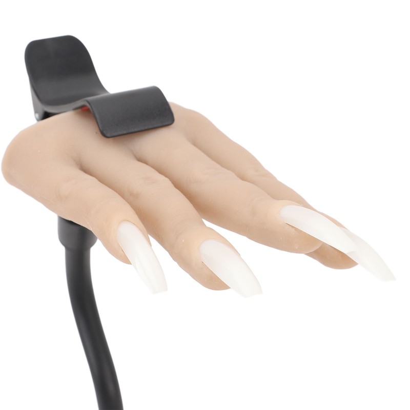 Nail Practice Hand Soft Silicone Mannequin Hand with Adjustable Clamp