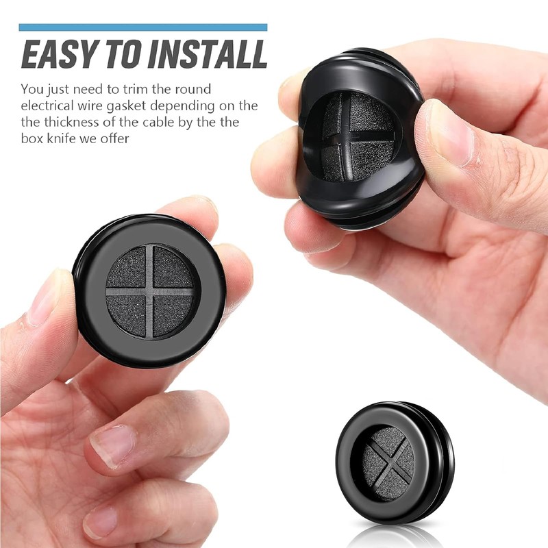 Round Rubber Plug Hole Grommet Kit 7 Sizes Black Double