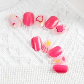 Cute Press on Nails for Kids,Girls Trendy Stuff Fake Nail Kit for Ages 5-12, Pre-glue Glitter Short Acrylic Nail Stick on Nails, Great for Girl Birthday Gifts, Parties&Makeovers Decoration