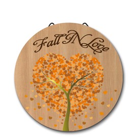 Fall Decor Round Wooden Sign, Fall Decorations for Home Porch, Fall Home Decor, Fall Door Decor, Farmhouse Decor, Gifts for Boyfriend Girlfriend, Couple Gifts, BS-Wooden-QiuShou-Love Autumn