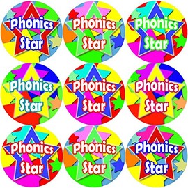 144 Phonics Star 30 mm Reward Stickers for School Teachers, Parents, Nursery