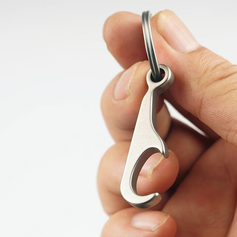 Hamans Titanium Bottle Opener Keychain with Stainless Steel Key Ring