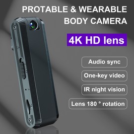 Voice Recorder with HD 1080P Camera Anti-shaking Rotating Lens Infrared Night Vision Video Recorder Noise Reduction for Driving Baby Daily Cycle Records Audio Recorder with Detachable Back Clip