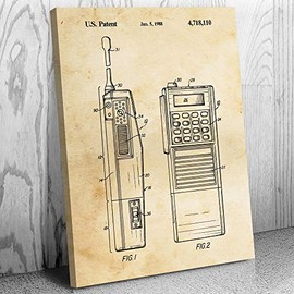 Two Way Radio Canvas Print, Police Gift, Walkie Talkie, Radio Blueprint, Law Enforcement Art, Radio Operator Gift Vintage Paper (12 inch x 18 inch)