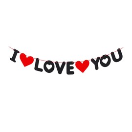 JEKUGOT I Love You Banner I Love You Happy Anniversary Banner Valentines Decorations Anniversary Decorations I Love You Heart Banner for Engagement Proposal Wedding Decoration Props