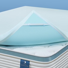 3 Inch Queen Memory Foam Mattress Topper, Cooling Gel Bed Topper with Premium Removable Skin-Friendly Non-Slip Cover, High Density Ventilated Mattress Pad CertiPUR-US & Oeko-Tex Certified, White